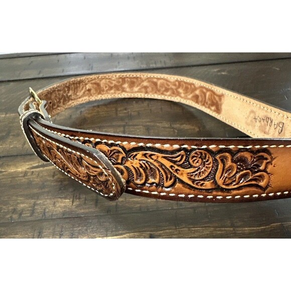 Vtg Wright Leather Hand Tool Western Name Belt Barbara Hippie Cowgirl Size 28 main image 8